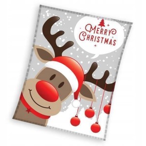 Koc 150x200 świąteczny Renifer Merry Christmas