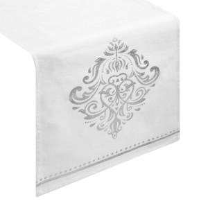 Bieżnik glamour 40x140 Eurofirany Taida biały+srebrny