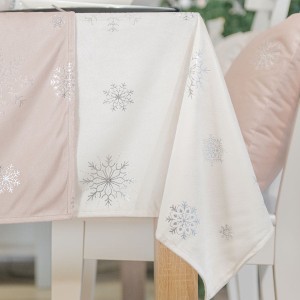Obrus świąteczny 140x180 velvet wodoodporny offwhite