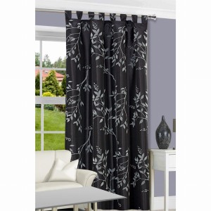 Zasłona 140x250 Eurofirany Liść czarny+szary