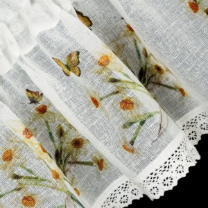 Firana zazdrostka 30x150 Eurofirany Flora biały+żółty