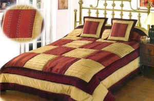 Narzuta satynowa 220x260 bordo beż