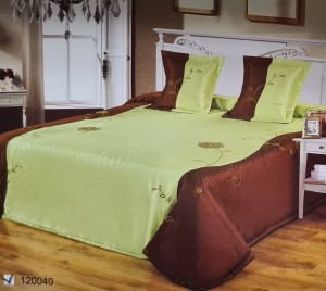 Narzuta satynowa 180x220  z poszewkami 120040 zielona brąz