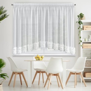 ZASŁONA GOTOWA ROSES 4 NA TAŚMIE 400 X 160 CM BIAŁY